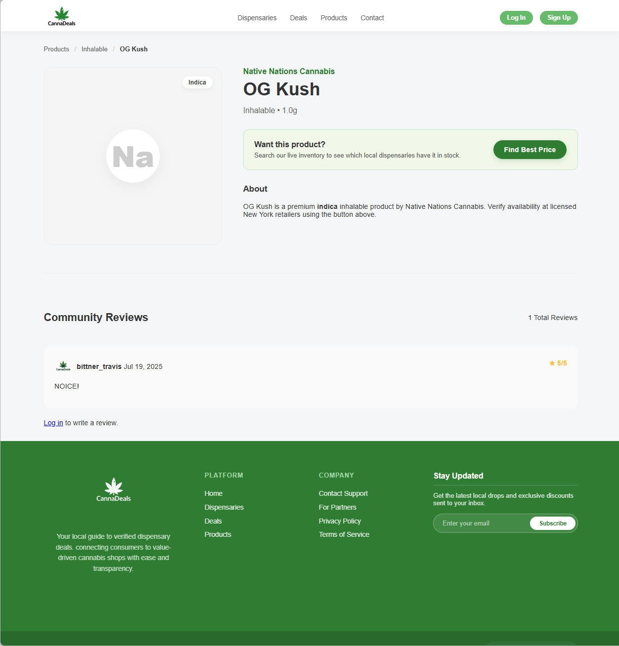 Individual Product Page